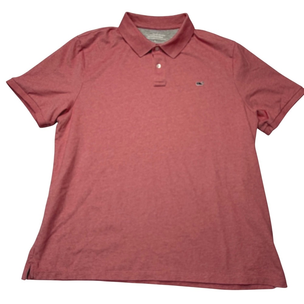 Vineyard Vines Edgartown Polo Shirt Red Heather Short Sleeve Stretch Mens L - Picture 2 of 9